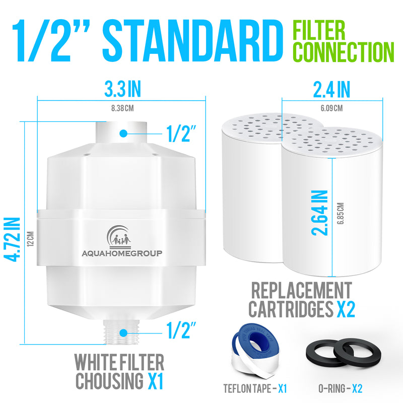 AquaHomeGroup 20 Stage High Output Shower Filter White for Hard Water with Vitamin C E