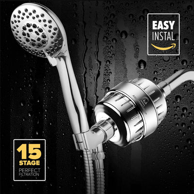 15 Stage Shower Water Filter Ceramic Balls with Vitamin C For Hard Water - aquahomegroup