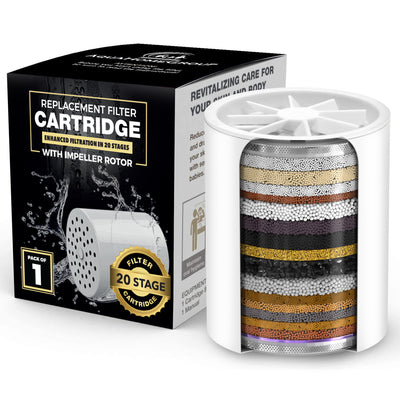 JETERY 20-Stage Chrome Shower Filter With Replaceable Cartridge – Universal 1/2" Thread