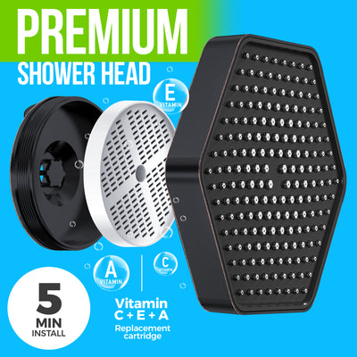 AquaHomeGroup High Pressure Rain Filtered Shower Head Oil Rubbed Bronze with Filter, Vitamin C E A - SPA Effect
