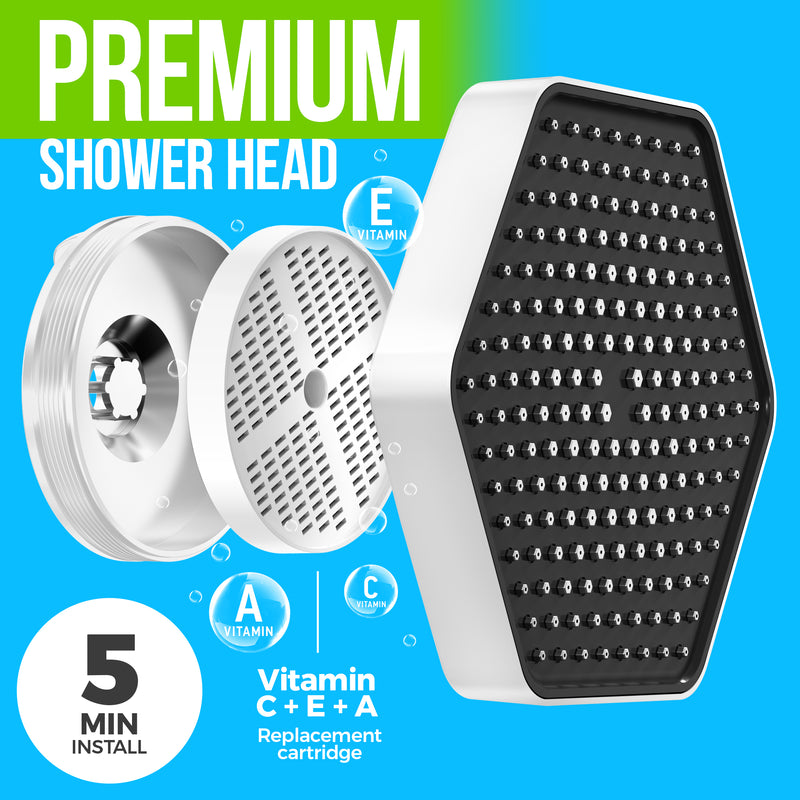 AquaHomeGroup High Pressure Rain Filtered Shower Head White with Filter, Vitamin C E A - SPA Effect