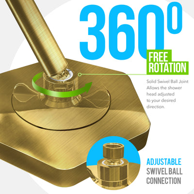 AquaHomeGroup High Pressure Rain Filtered Shower Head Brushed Gold with Filter, Vitamin C E A - SPA Effect