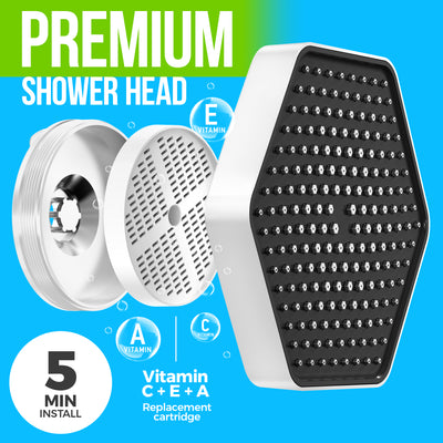 AquaHomeGroup High Pressure Rain 20 Stage Filtered Shower Set Filer+Head White, Vitamin C E A - SPA Effect