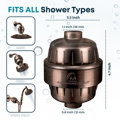AquaHomeGroup 20 Stage Shower Filter with Vitamin C E for Hard Water - Bronze