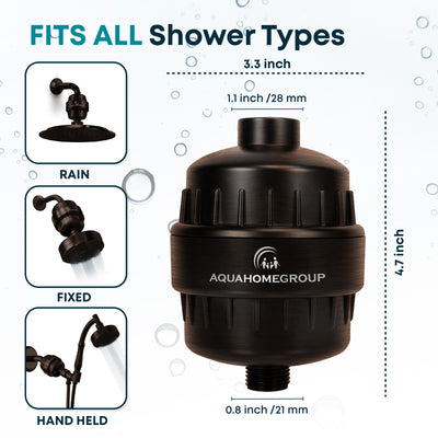 AquaHomeGroup 20 Stage Shower Filter with Vitamin C E for Hard Water - Oil Rubbed Bronze