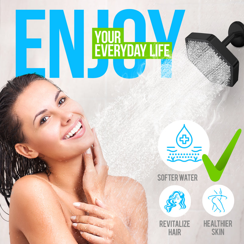 AquaHomeGroup High Pressure Rain Filtered Shower Head Black with Filter, Vitamin C E A - SPA Effect