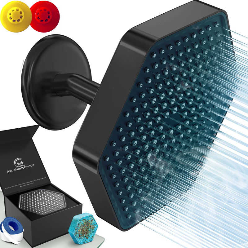 AquaHomeGroup High Pressure Rain Filtered Shower Head Black with Filter, Vitamin C E A - SPA Effect