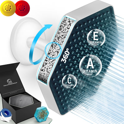 AquaHomeGroup High Pressure Rain Filtered Shower Head White with Filter, Vitamin C E A - SPA Effect