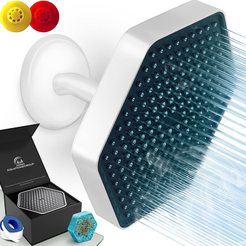 AquaHomeGroup High Pressure Rain Filtered Shower Head White with Filter, Vitamin C E A - SPA Effect