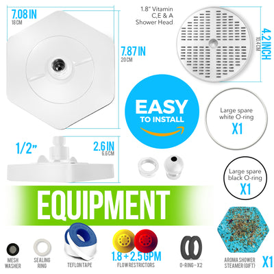 AquaHomeGroup High Pressure Rain Filtered Shower Head White with Filter, Vitamin C E A - SPA Effect