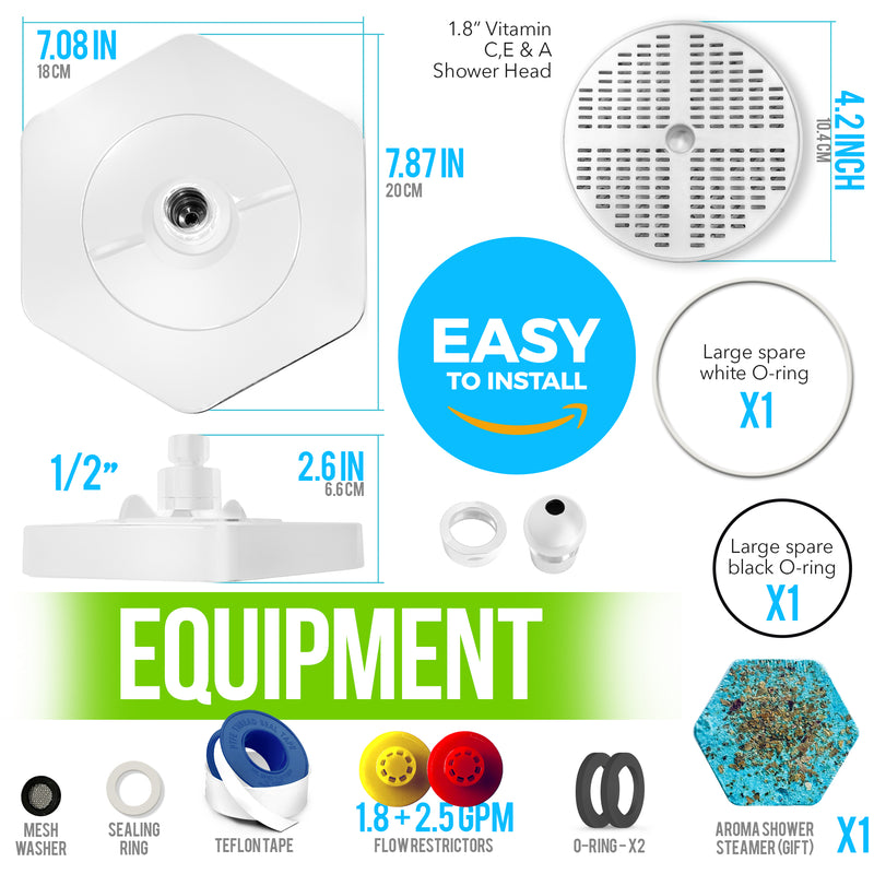 AquaHomeGroup High Pressure Rain Filtered Shower Head White with Filter, Vitamin C E A - SPA Effect