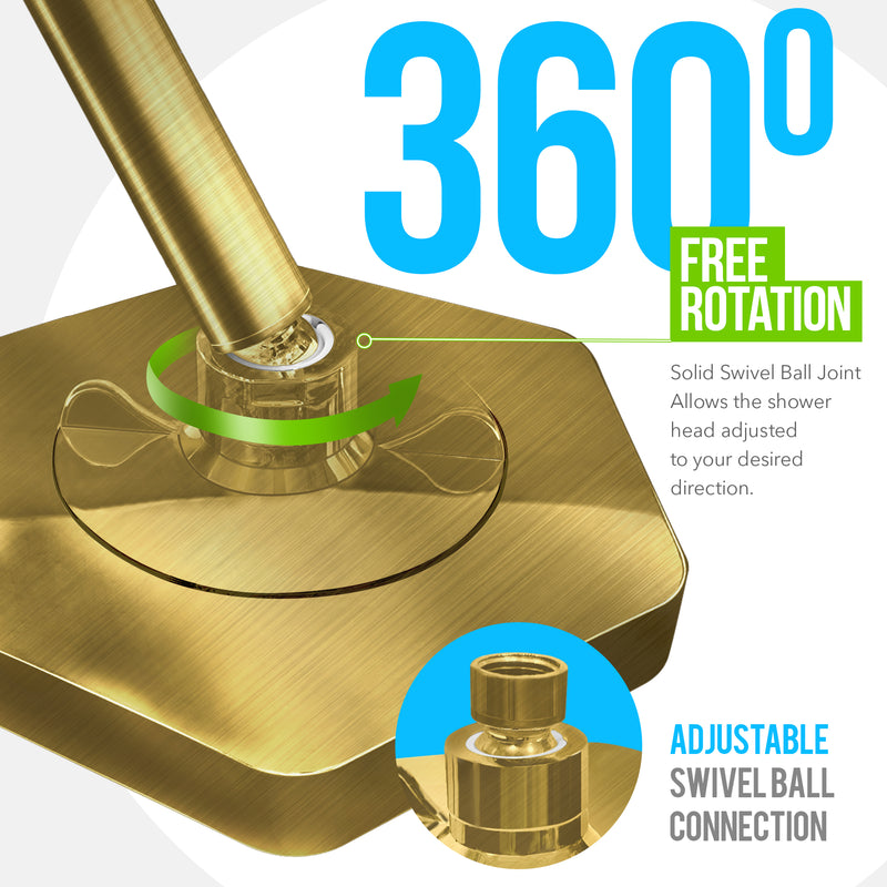 AquaHomeGroup High Pressure Rain Filtered Shower Set Filer+Head Brushed gold, Vitamin C E A - SPA Effect