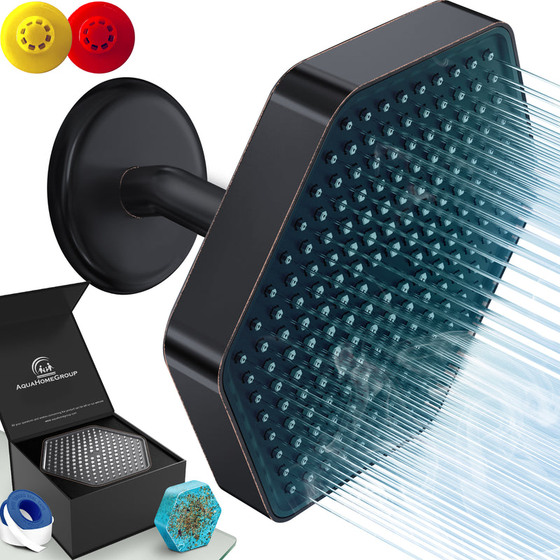 AquaHomeGroup High Pressure Rain Filtered Shower Head Oil Rubbed Bronze with Filter, Vitamin C E A - SPA Effect