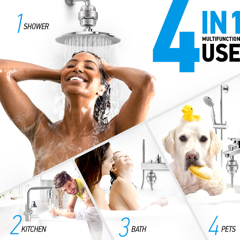 AquaHomeGroup 20-Stage Replacement Premium Filter Cartridge with Spin Propeller 4-Pack (No Housing) - Compatible with Any Shower Filter of Similar Design 15 and 20 Stages