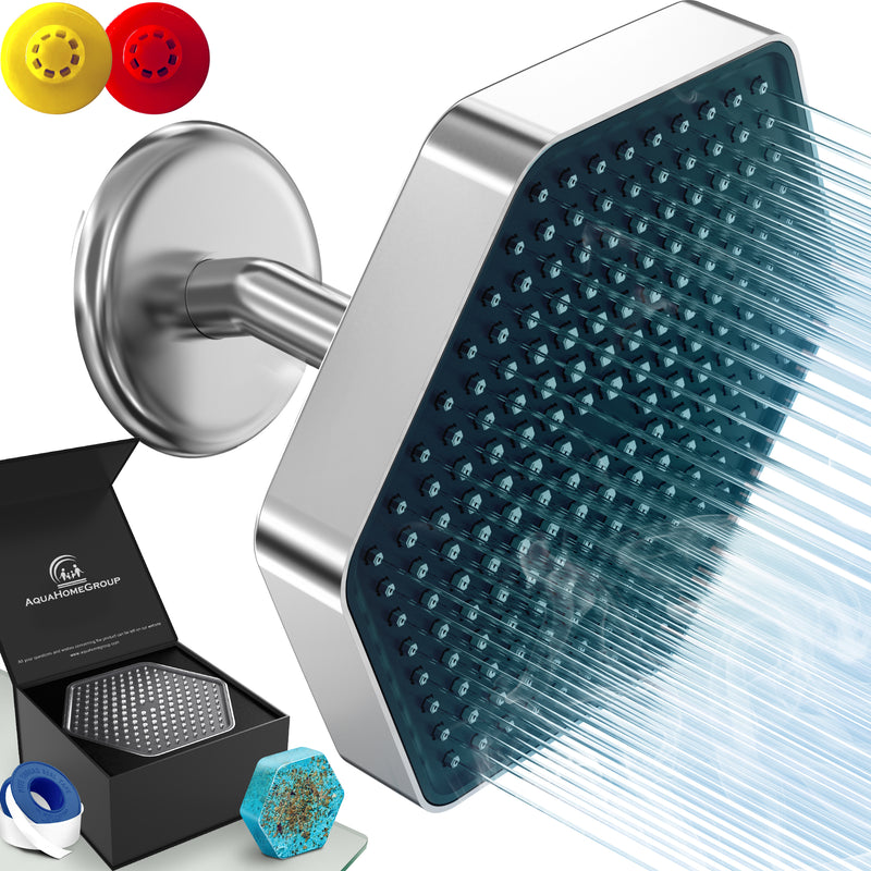 AquaHomeGroup High Pressure Rain Showerhead with Filter and Vitamin C E A - SPA Effect