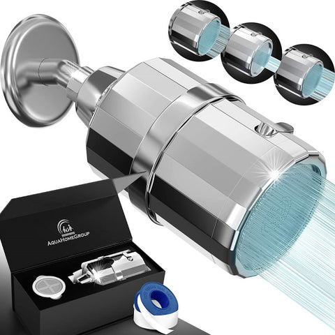 AquaHomeGroup Luxury Filtered Shower Head Set 15 Stage Shower Filter for  Hard Water Removes Chlorine and Harmful Substances - Showerhead Filter High  Output