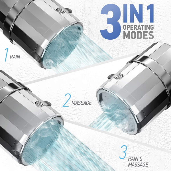 BWDM Filtered Shower Head, 2-in-1 Shower Head Filter-5 Modes High Pressure  Output with 15 Stage Hard Water Shower Filter Cartridge for Remove Chlorine