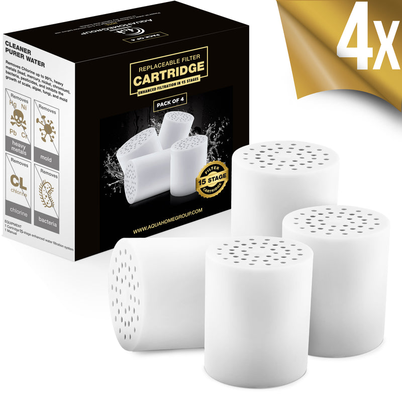 15-Stage Premium Replacement Cartridge for Shower Filter 4-Pack - aquahomegroup