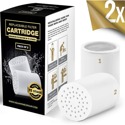 15-Stage Premium Replacement Cartridge for Shower Filter 2-Pack - aquahomegroup