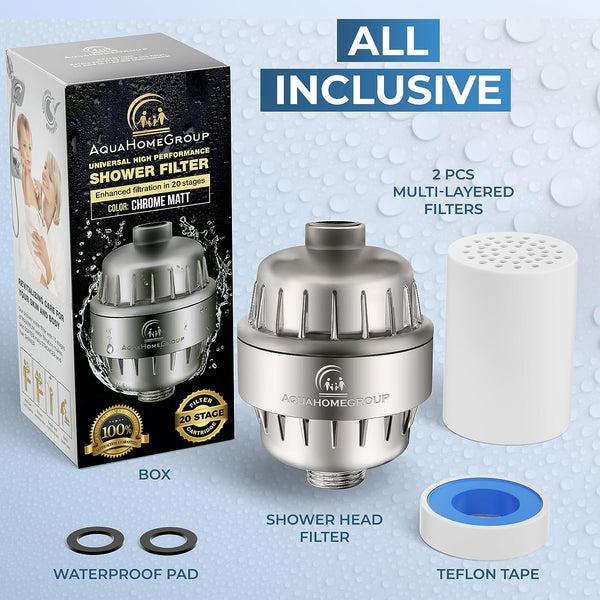 AquaHomeGroup 20 Stage Shower Filter with Vitamin C E for Hard Water 